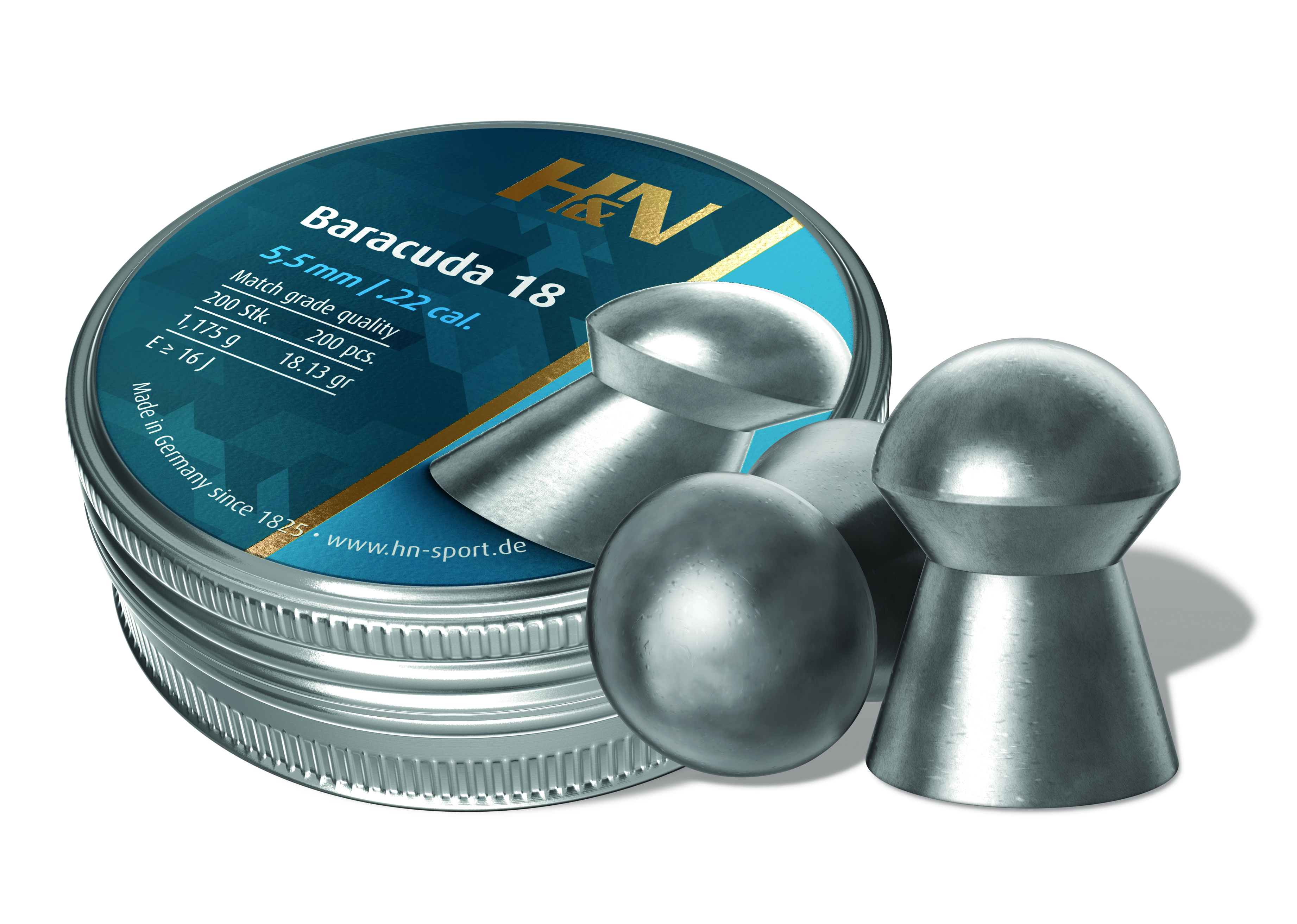 Baracuda 18 Pellets 5.52mm .22 Tin of 200 by H&N