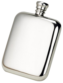 6oz Half Hammered Kidney Pewter Flask