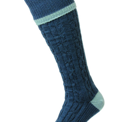 Cable Stripe Shooting Socks Denim by Bisley
