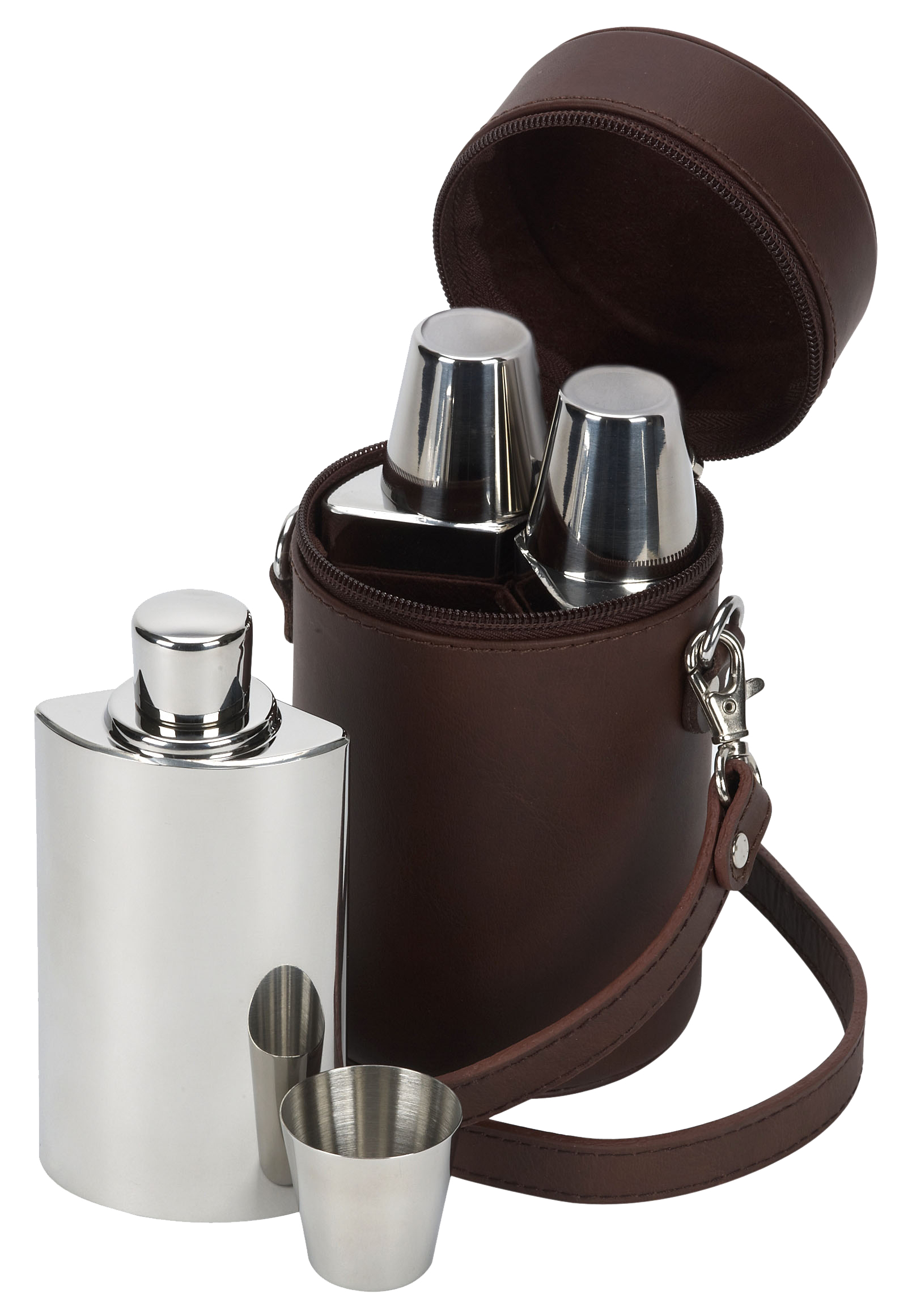 Brown Leather Travel Bar Whisky Set by David Nickerson