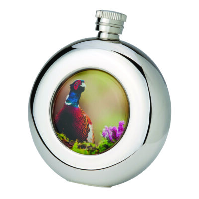 4.5oz Round Stainless Steel Hip Flask Pheasant