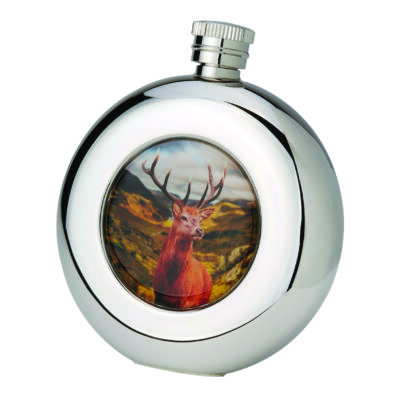 4.5oz Round Stainless Steel Hip Flask Stag