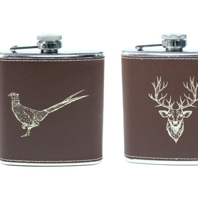 Brown Leather 6oz Hip Flask by Bisley