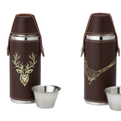 8oz Leather Hunters Flask Brown by Bisley